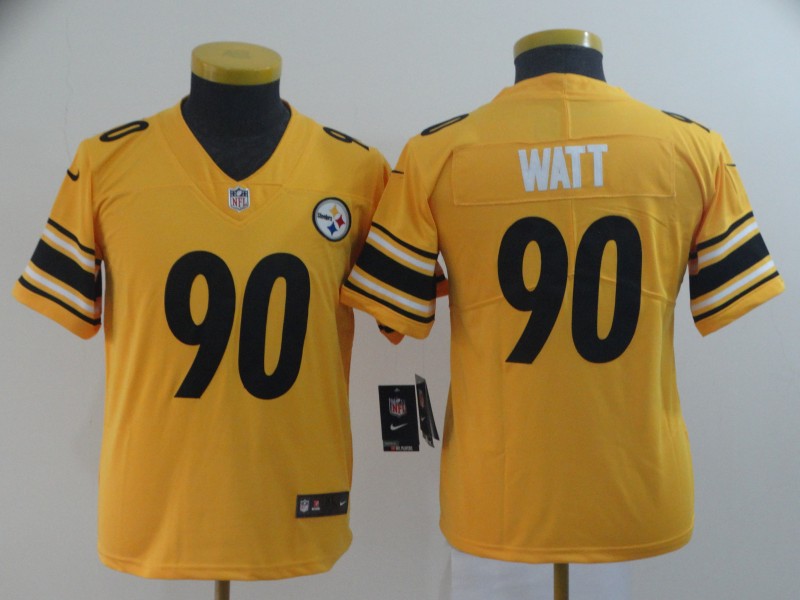 Youth Pittsburgh Steelers #90 Watt yellow Nike Limited NFL Jerseys